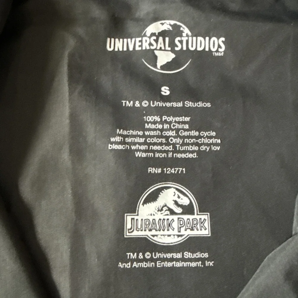 Men Jurassic Park Universal Studios Exclusive 1/4 Zip Windbreaker Pullover Small